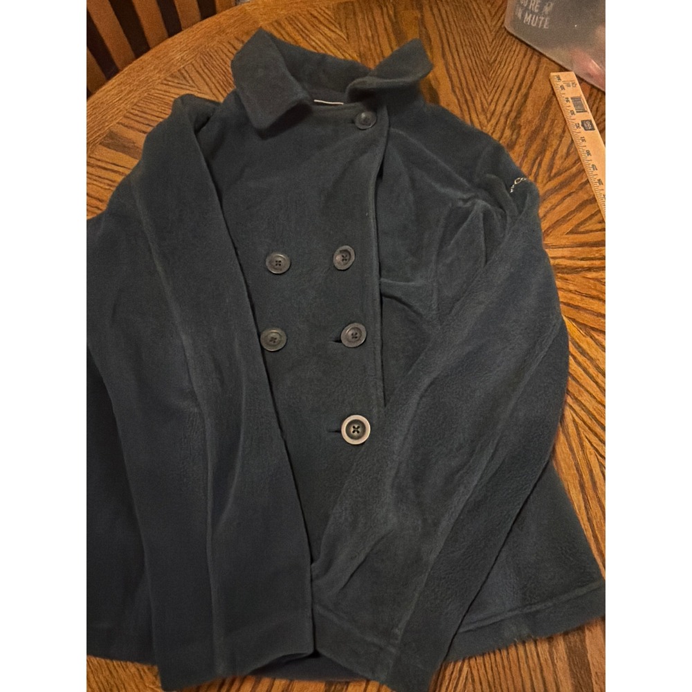 Columbia Women Navy Blue Fleece Double Breasted Pea Coat Jacket XL
